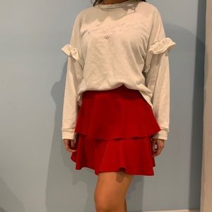 Red ruffled Zara skirt